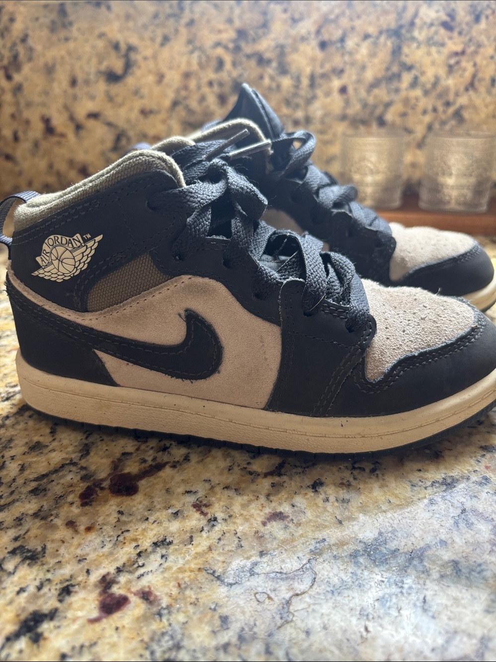 Jordan Kids Black and Gray High-Top Sneakers